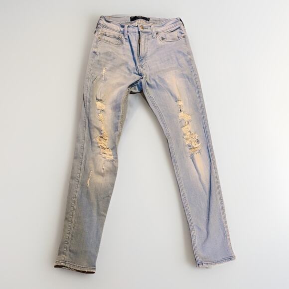 Hollister Skinny Jeans Women’s 28x30 Light Wash Distressed Ripped Stretch Denim - Picture 1 of 5